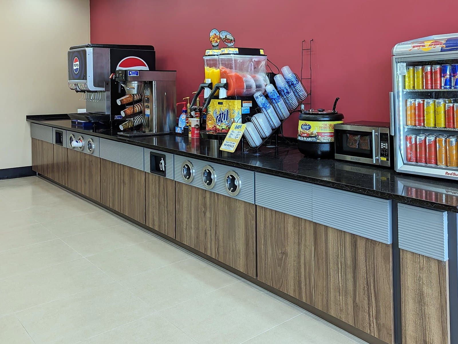 Coffee, fountain soda and frozen drink counter